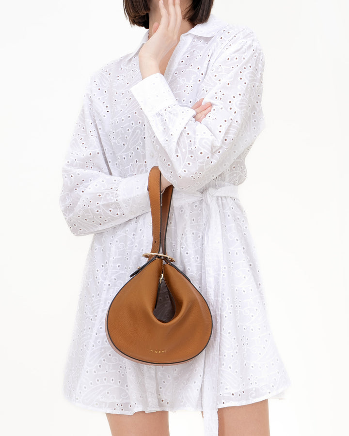 The Evelina Shoulder Bag - Tan - Tumbled Leather - M.Gemi