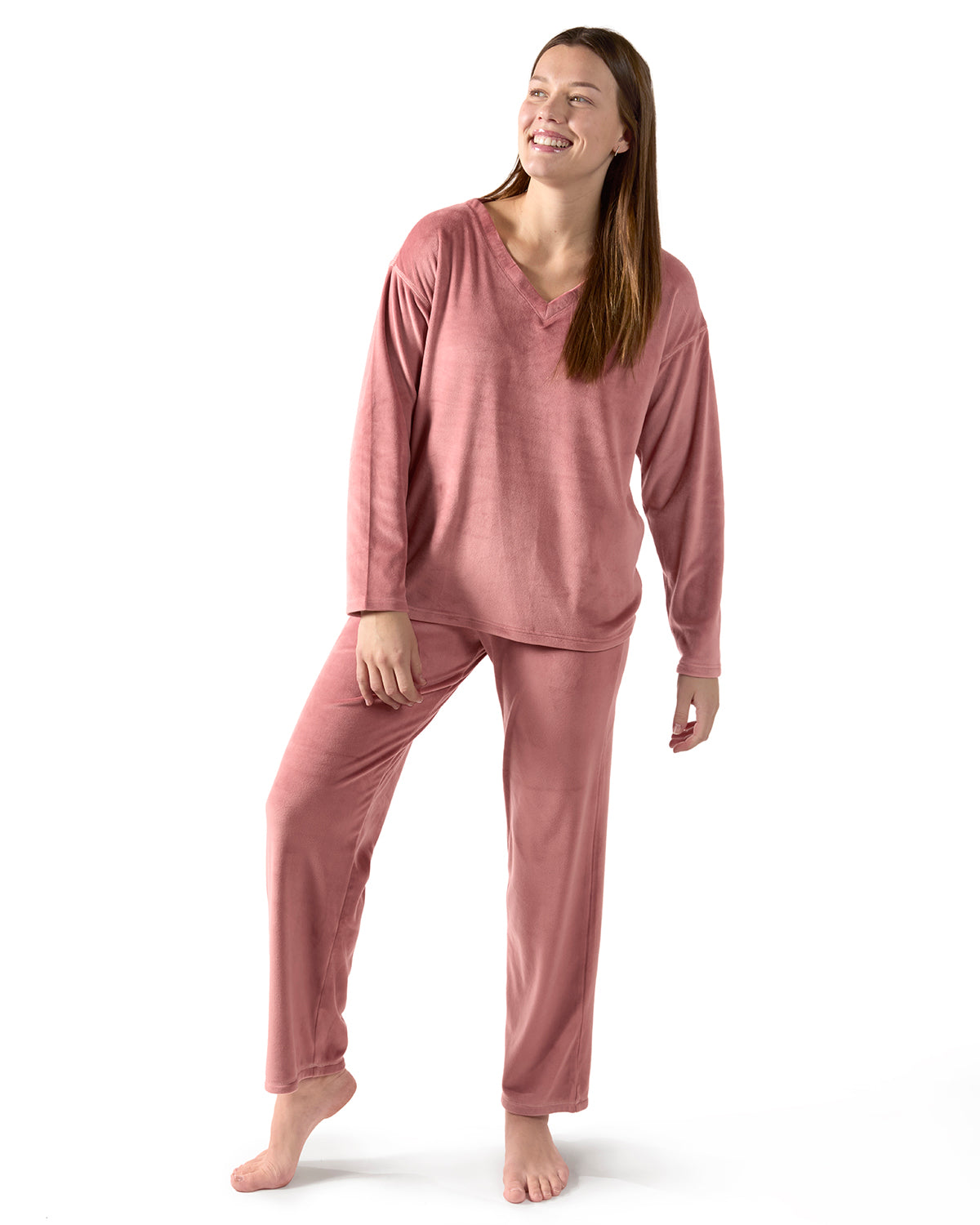 Women's 2 Piece Velour V-Neck Sweatshirt Lounge Set – MeMoi