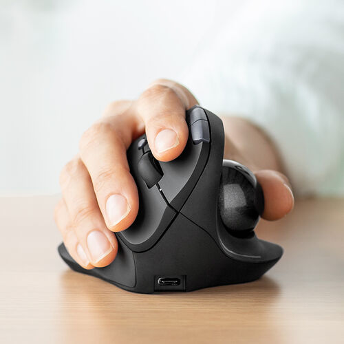 エルゴノミクス トラックボール 2.4GHz Bluetooth 5ボタン USB充電式