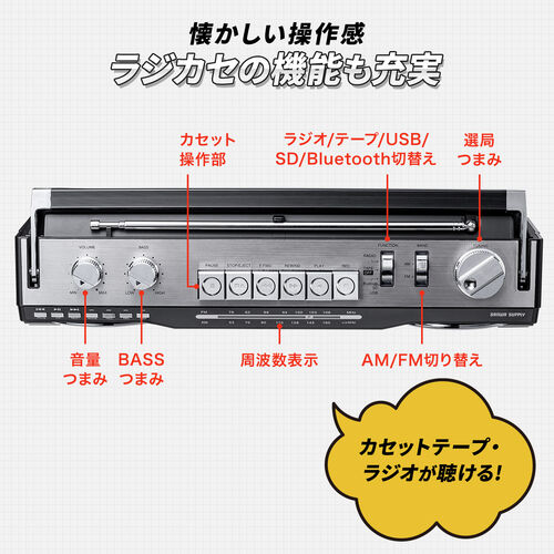 レトロ風ラジカセ 80年代デザイン USBメモリ SDカード 再生/録音