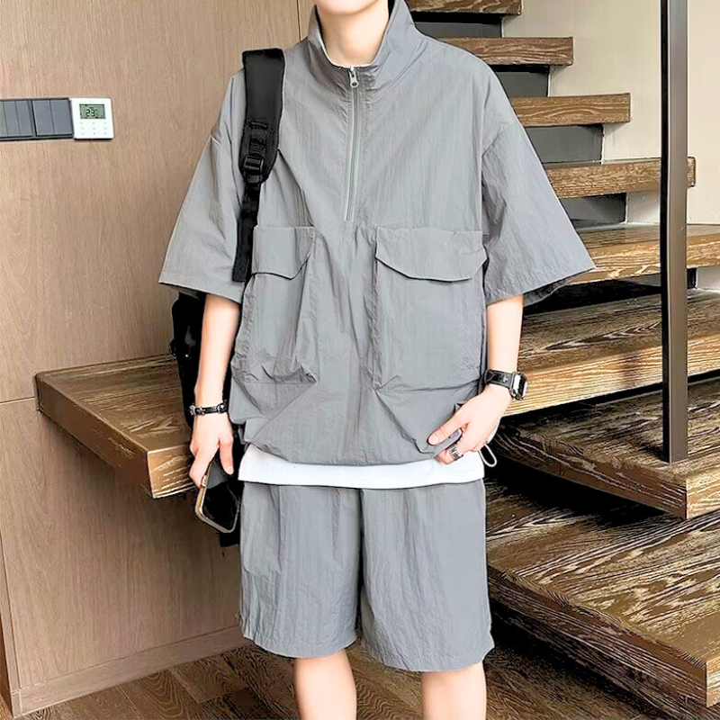 30代メンズ必見】撥水ナイロン風セットアップ｜夏の外遊びに最適な軽量