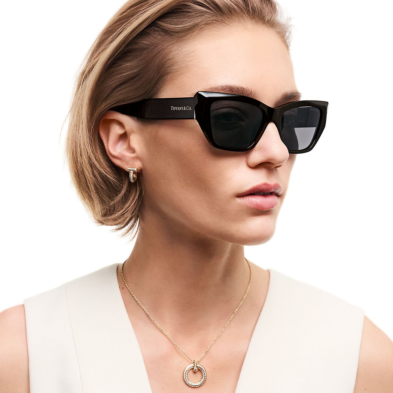 ティファニー サングラス ブラック アセテート ダーク グレー レンズ