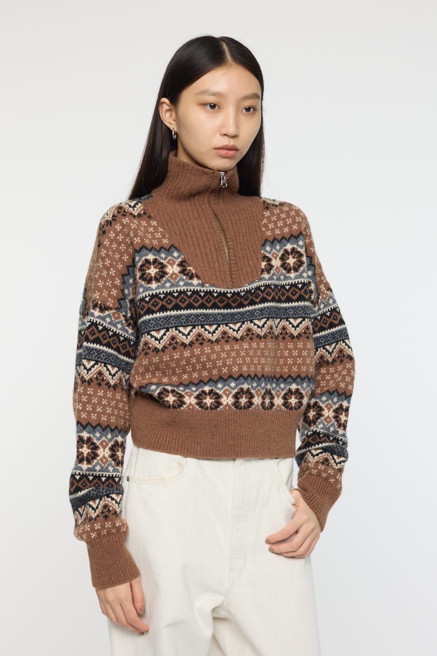 MOUSSY | HALF ZIP FAIR ISLE セーター (ニット ) |SHEL'TTER WEBSTORE