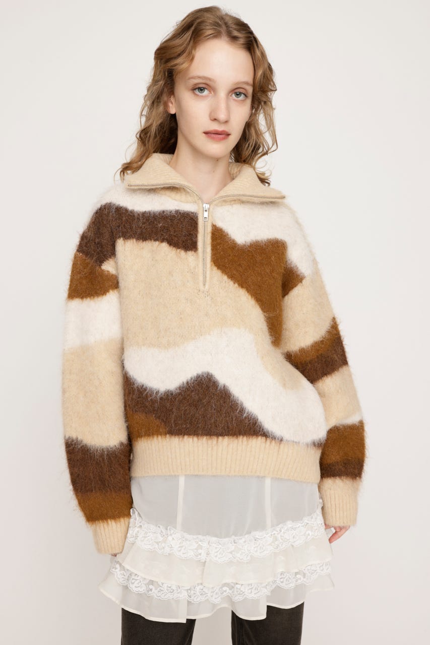 SLY | FRONT ZIP MARBLE KNIT トップス (ニット ) |SHEL'TTER WEBSTORE