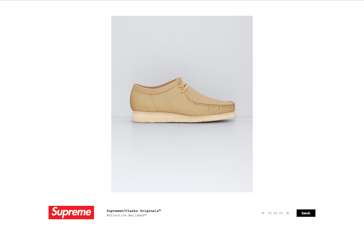 シュプリーム」と「クラークス」の新作コラボはリフレクティブ仕様の