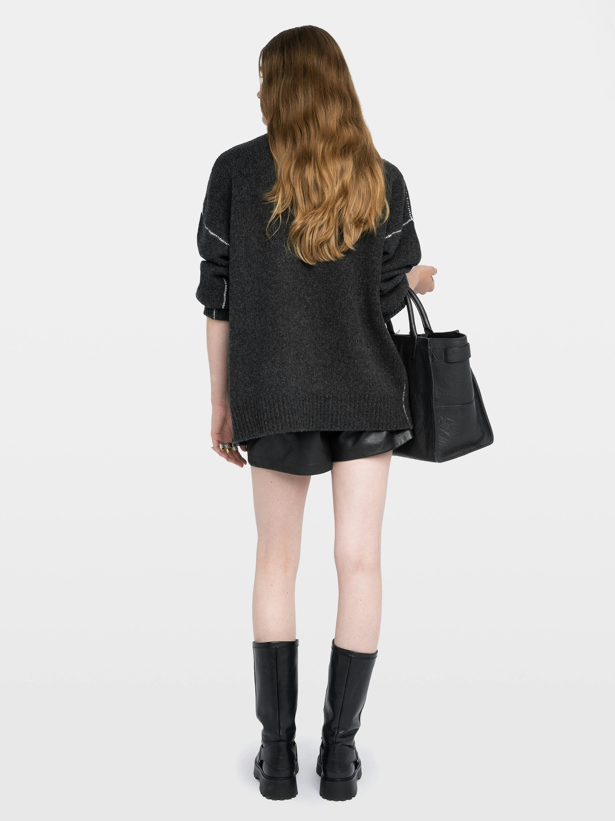 Cardigan Arpa Lana Merino Antracite | Zadig&Voltaire | Zadig&Voltaire