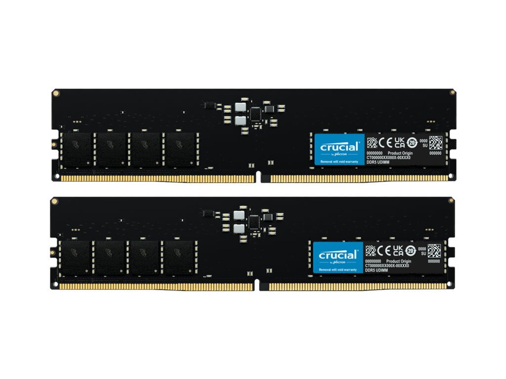 2枚で64GB、CrucialからJEDEC準拠の黒いDDR5 4800MHz 32GBx2枚組