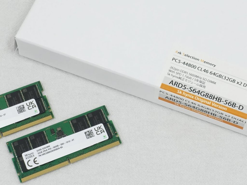 ネイティブDDR5-5600DRAM搭載、SKhynix純正モジュール採用262Pin SO