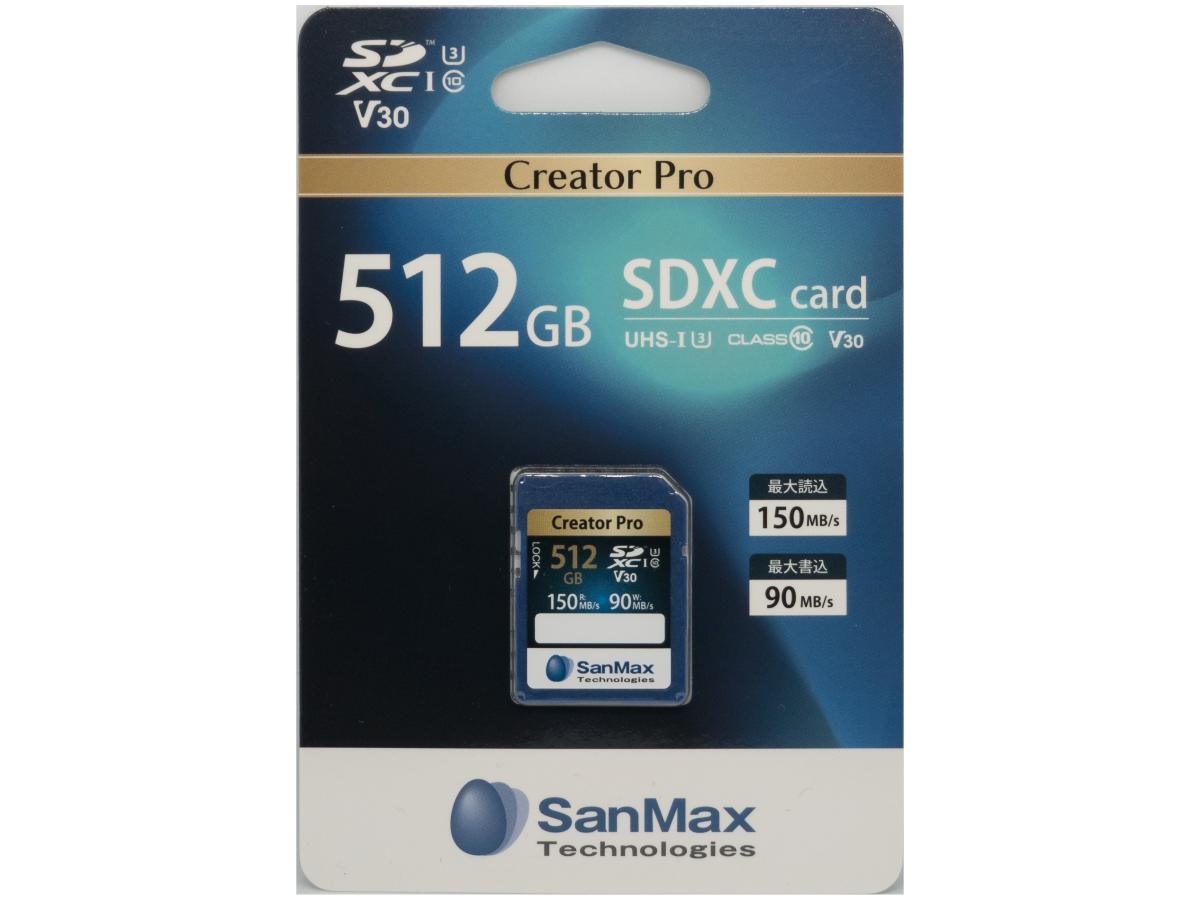 SanMax SSP15512A2V Creator Pro SDXCカード 512GB UHS-1 U3 V30対応