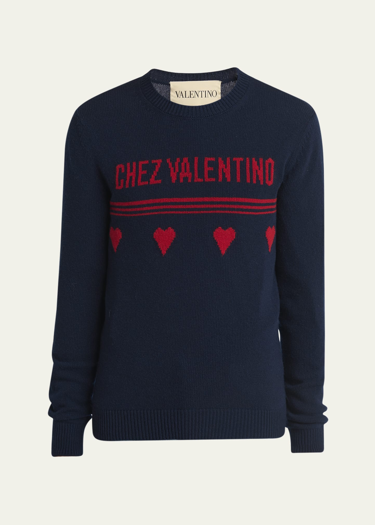 Valentino Garavani Men's Wool Chez Valentino Heart Jacquard