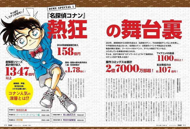 雑誌「DIME」で「名探偵コナン」大特集、表紙違いのスペシャル版も発売