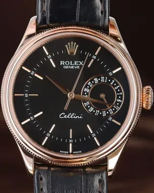 Rolex Cellini 39MM Black Dial Leather Strap (50515) – Grailzee