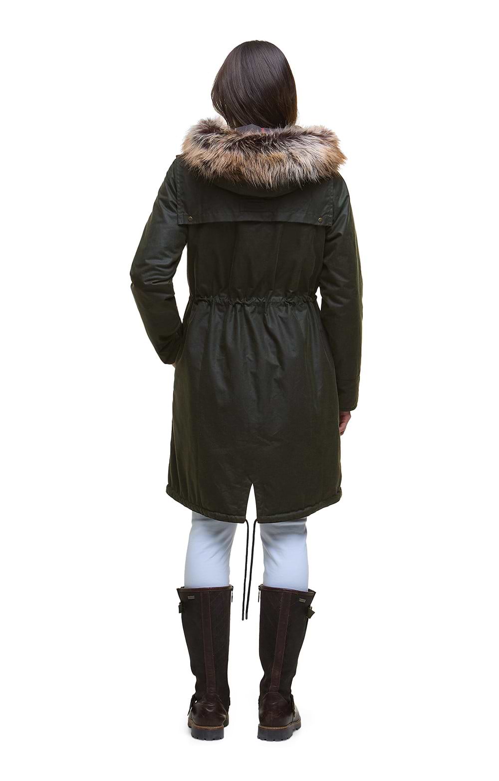 Ladies Barbour Durham City Waxed Parka, Green - House of Bruar