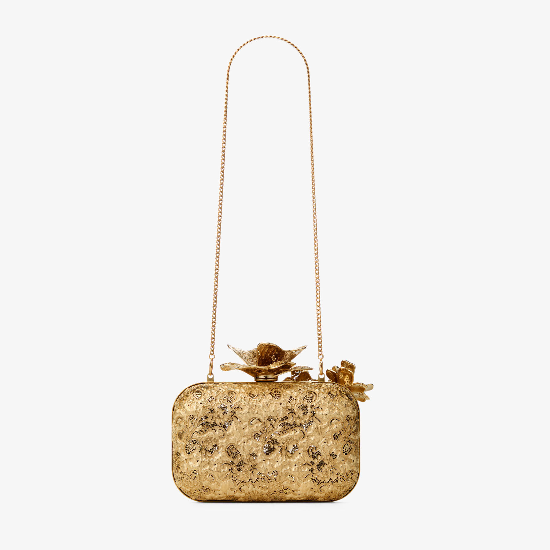 クラウド | ゴールド メタルレース・コサージュクラスプ付き クラッチ