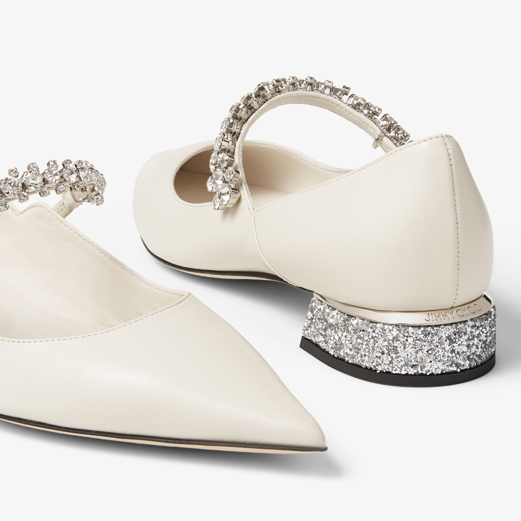 Bing Pump Flat | Latte/シルバー グリッターレザー・フラットシューズ