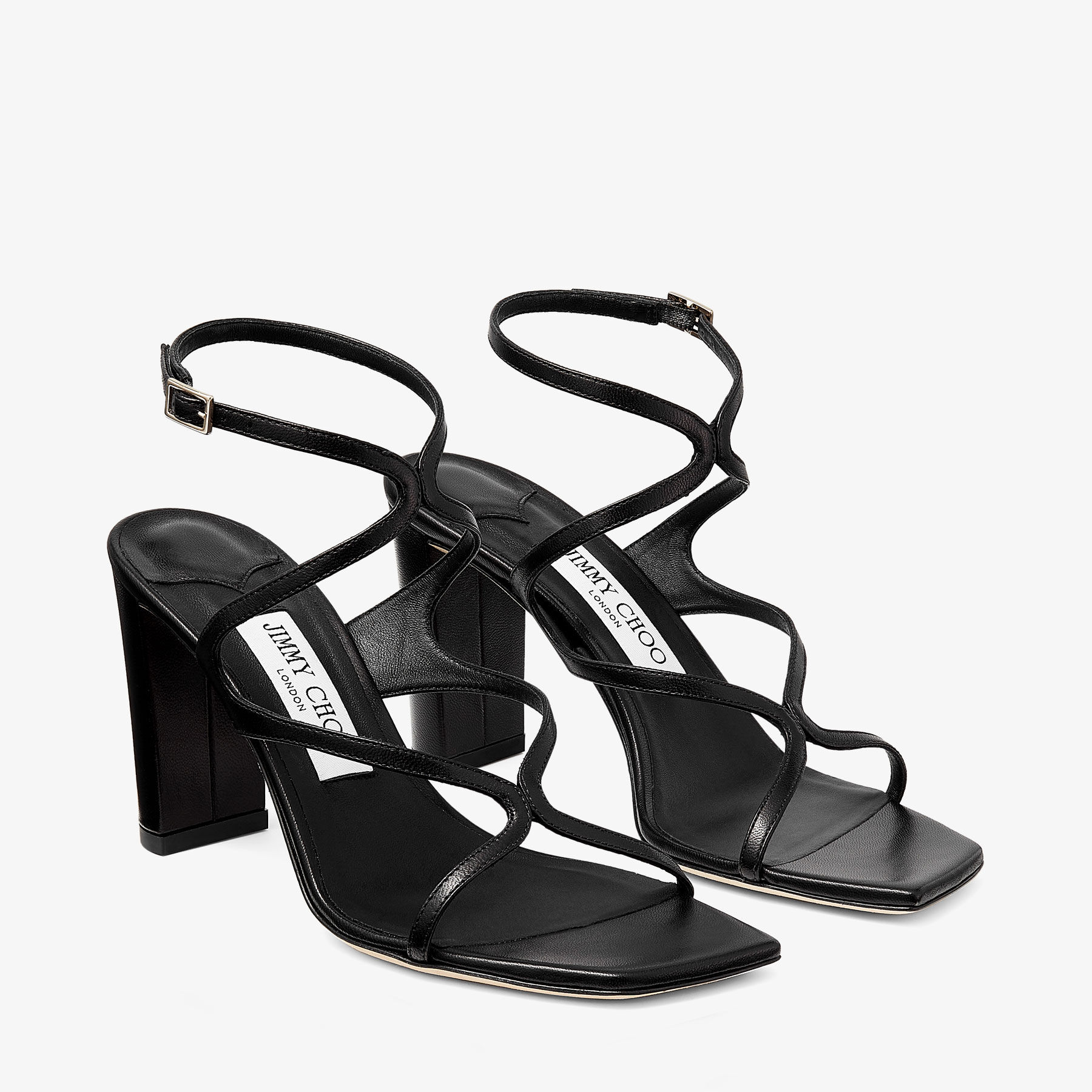 Azie 85 | Black Nappa Leather Sandals | JIMMY CHOO