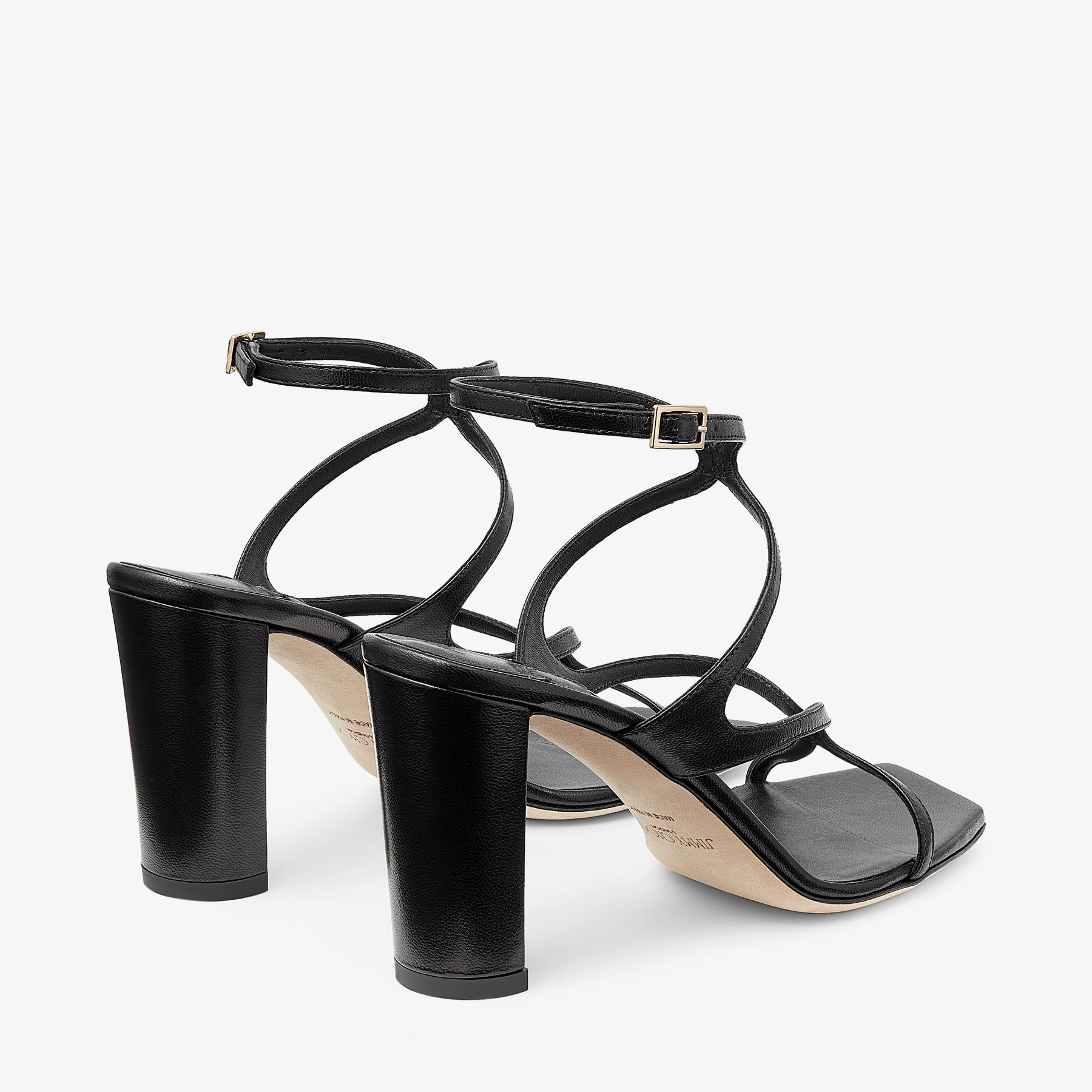 Azie 85 | Black Nappa Leather Sandals | JIMMY CHOO