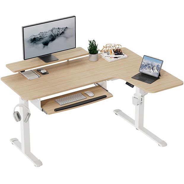 60x23 Right Side L Shaped Standing Desk with Accessories Set