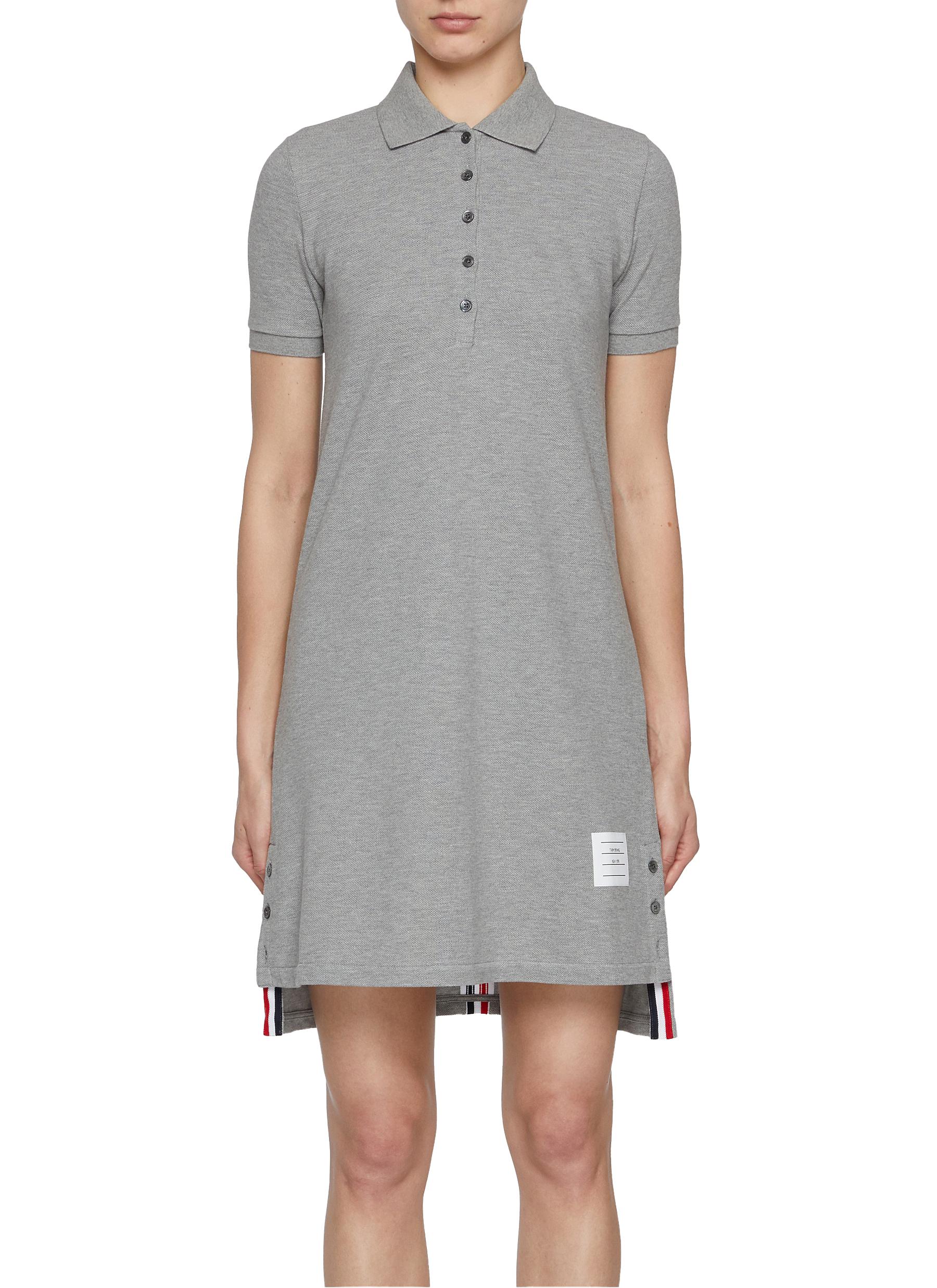 THOM BROWNE | Stripe Trim Cotton Polo Dress | Women | Lane Crawford
