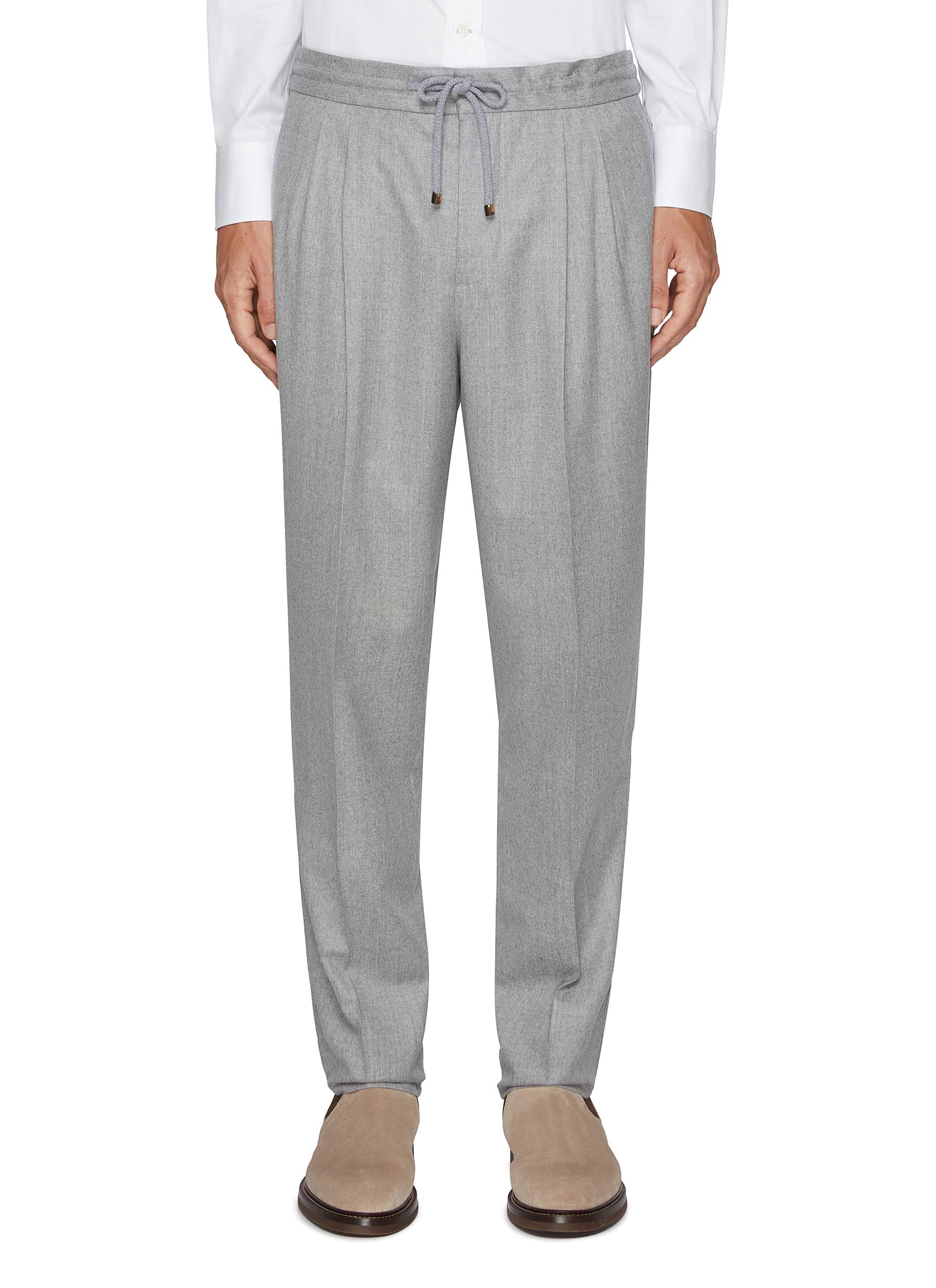 BRUNELLO CUCINELLI | Elasticated Wool Drawstring Pants | Men