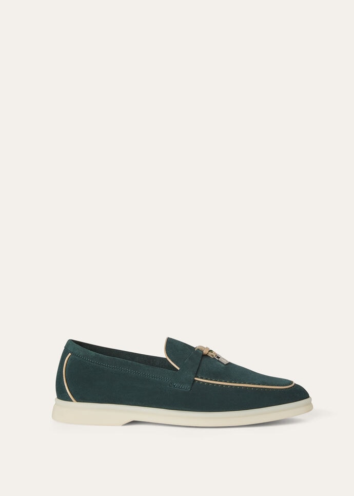 Summer Charms Walk Loafer Suede Emerald Noire | Loafers Loro Piana US