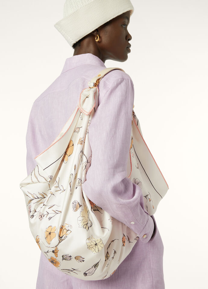 Loro Piana Foulard Handle Calfskin Whisper White/Sun Gold | Straps US