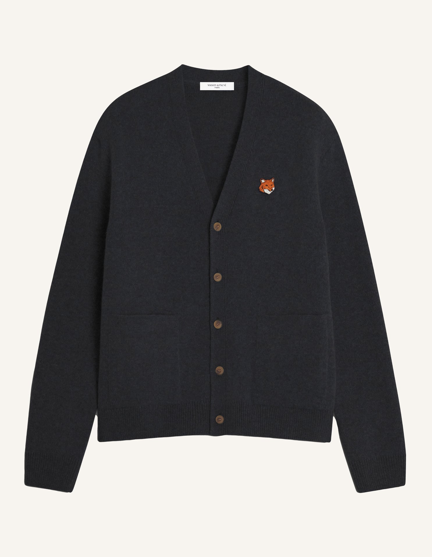 FOX HEAD MERINO REGULAR CARDIGAN | Maison Kitsuné
