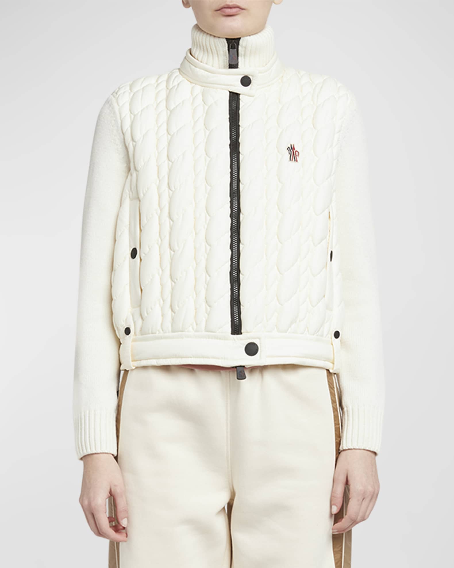 Moncler Grenoble Wool Quilted Zip-Up Cardigan | Neiman Marcus