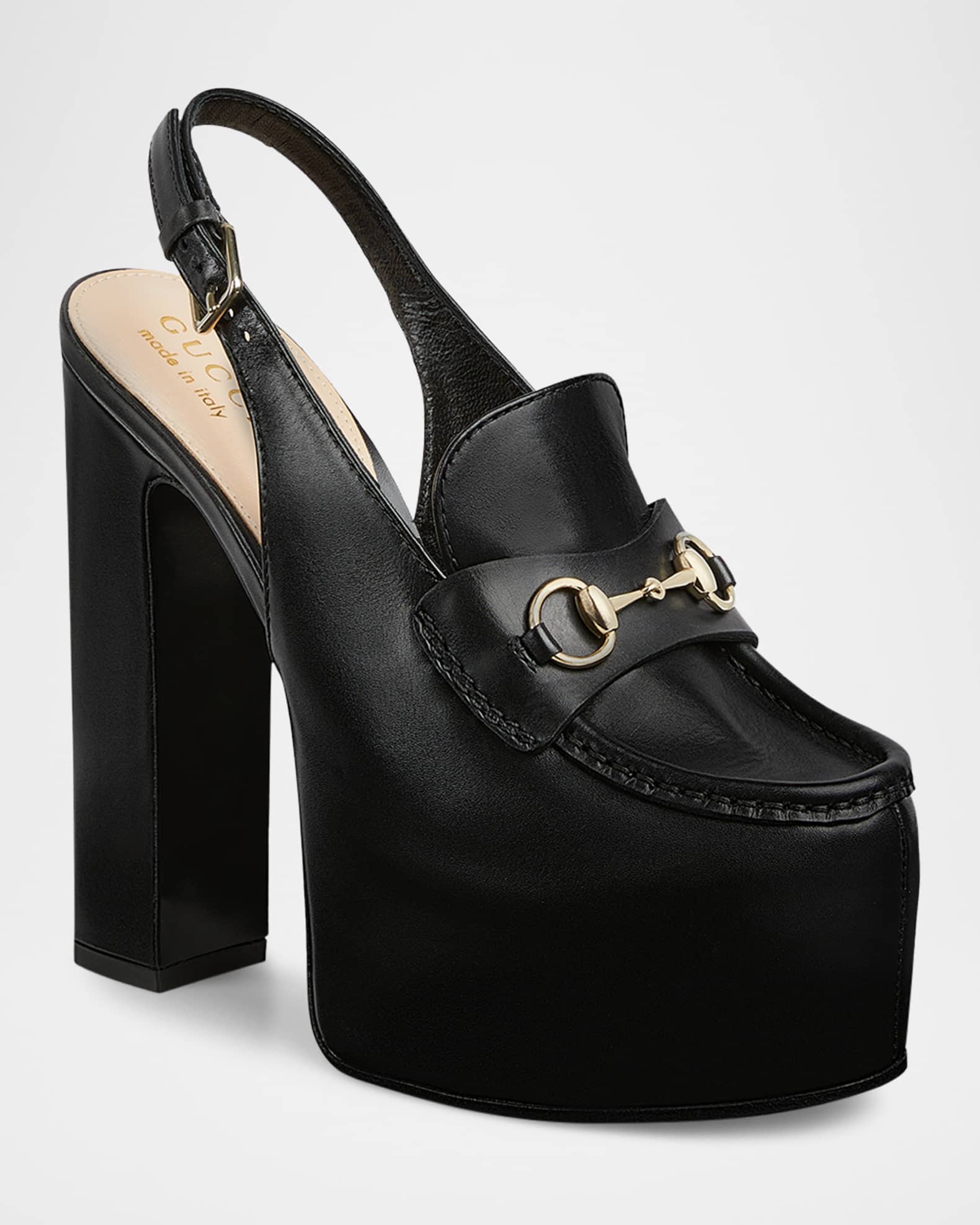 Gucci Ottavia Leather Platform Loafer Pumps | Neiman Marcus