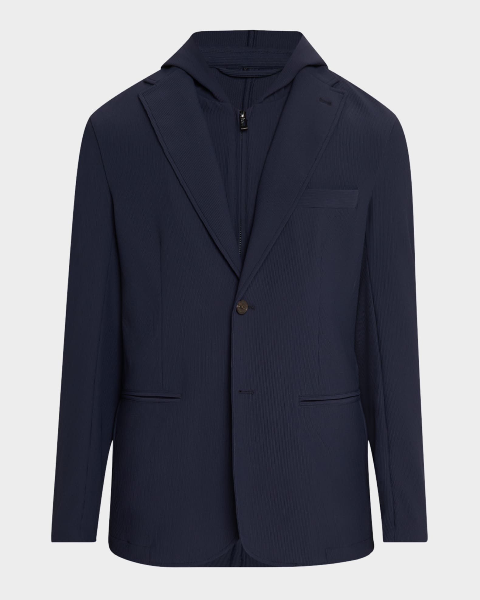Emporio Armani Men's Nylon Stretch Blazer with Removable Hood