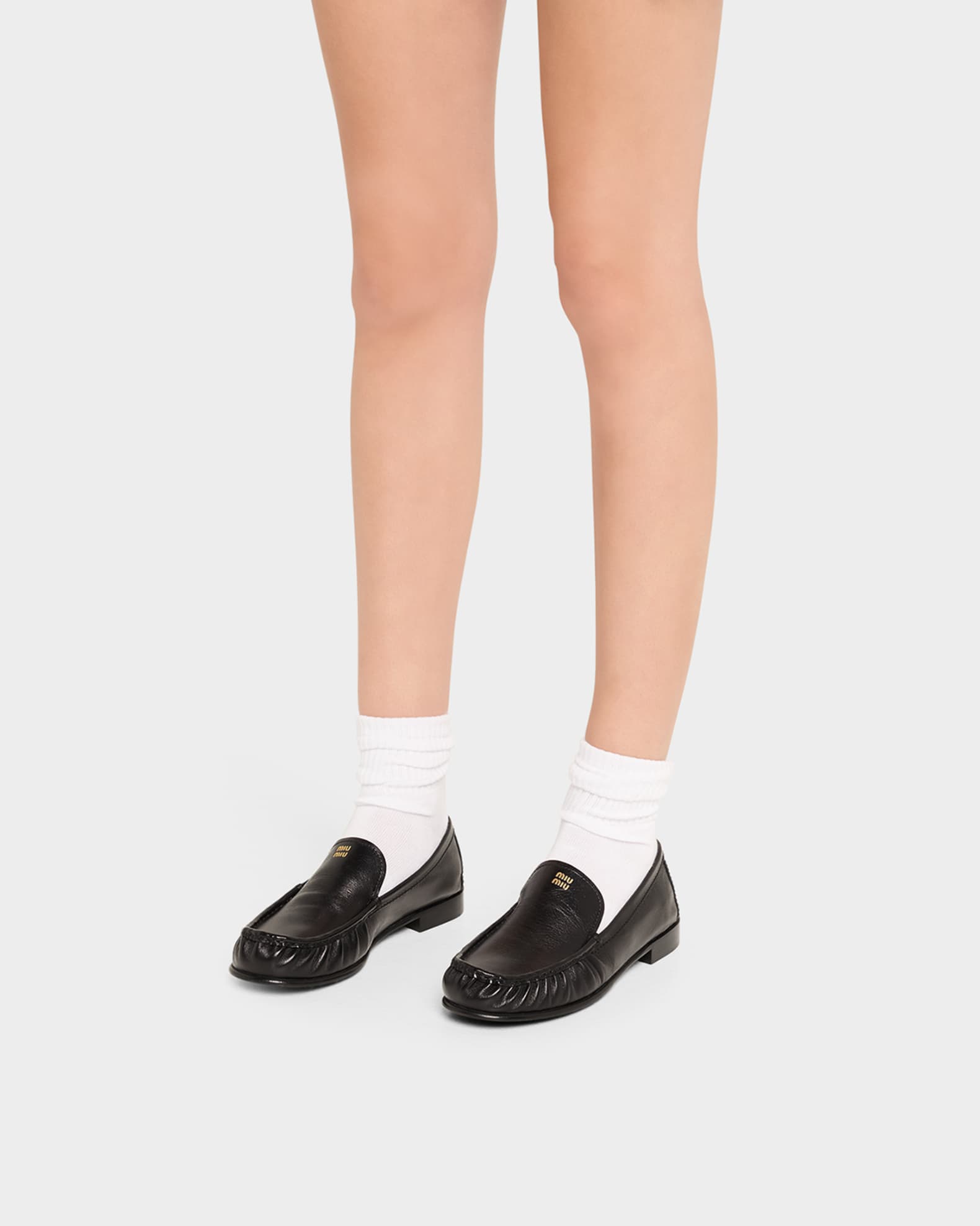 Miu Miu Ruched Leather Mocassin Loafers | Neiman Marcus