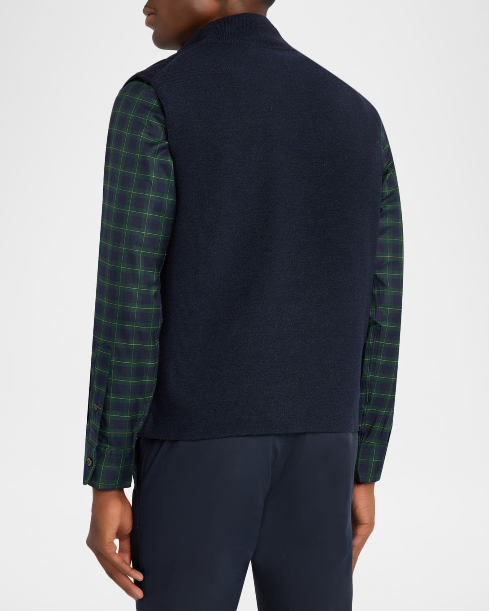 Neiman Marcus Men's Wool and Cashmere Quilted Full-Zip Vest