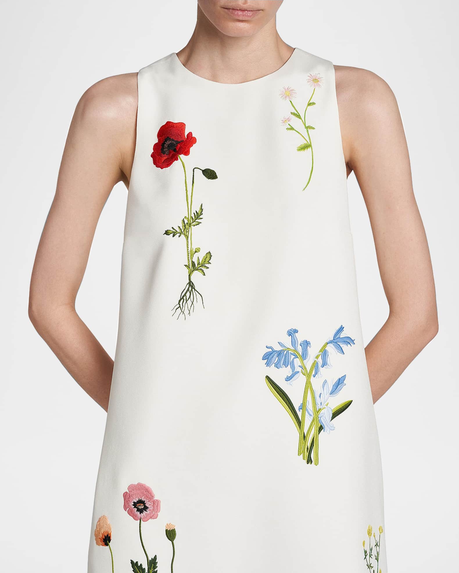 Stella McCartney Floral Embroidered Sleeveless Mini Shift Dress