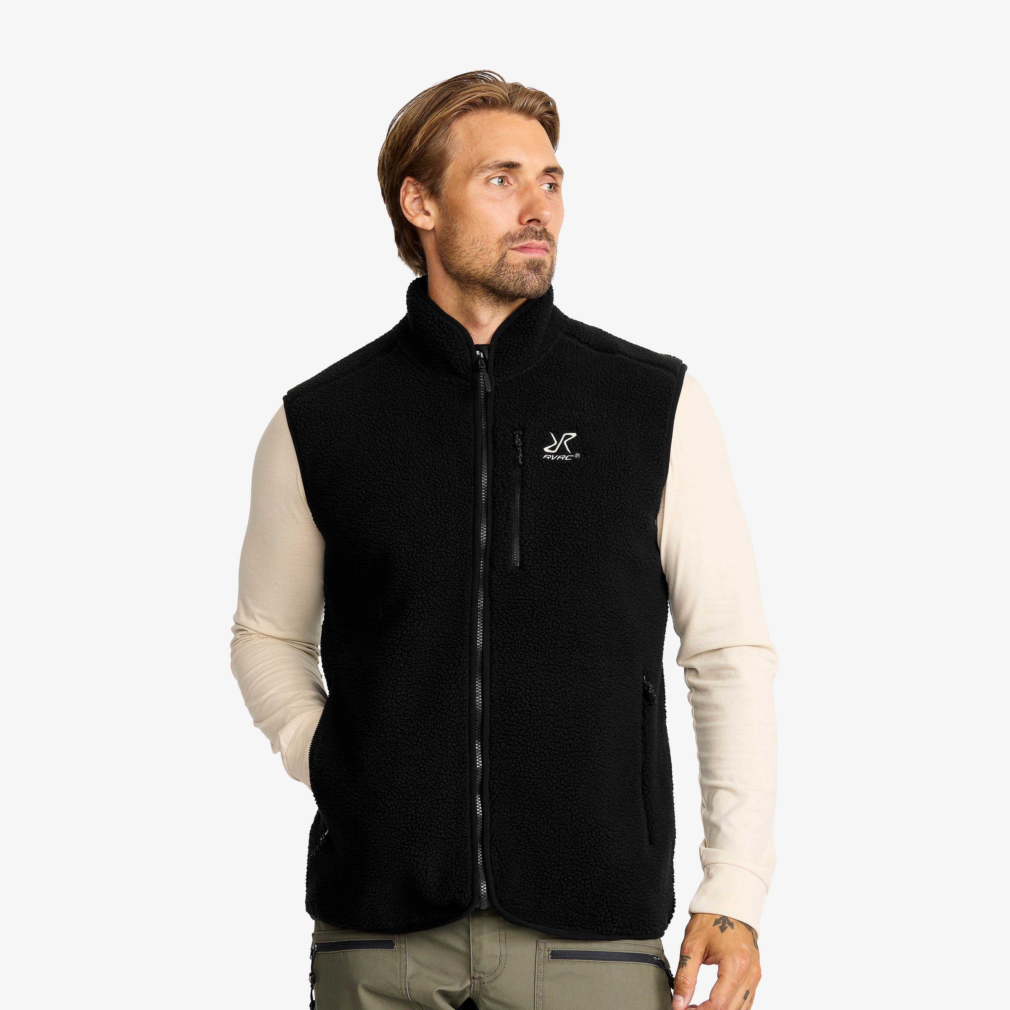 Canyon Full-zip Pile Fleece Vest Men Black | RevolutionRace