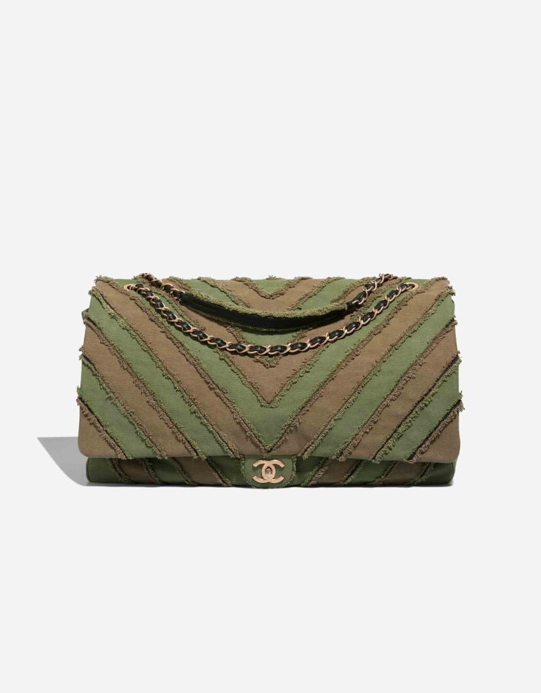 Chanel Timeless Chevron XXL Canvas / Lamb Khaki | SACLÀB