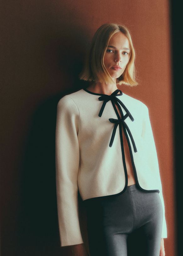 Susie Cardigan - Ecru with Black Details - Sézane