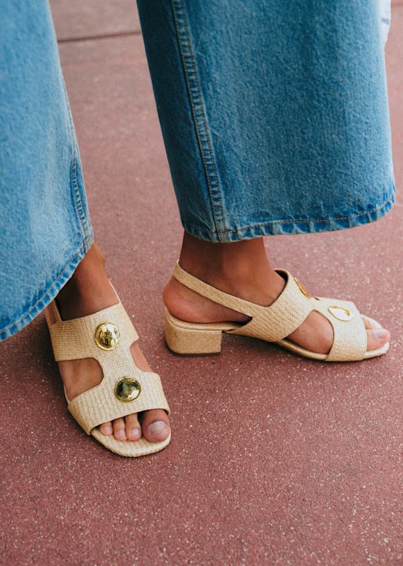 LYANA サンダル - ナチュラルウーヴンテキスタイル - テキスタイル