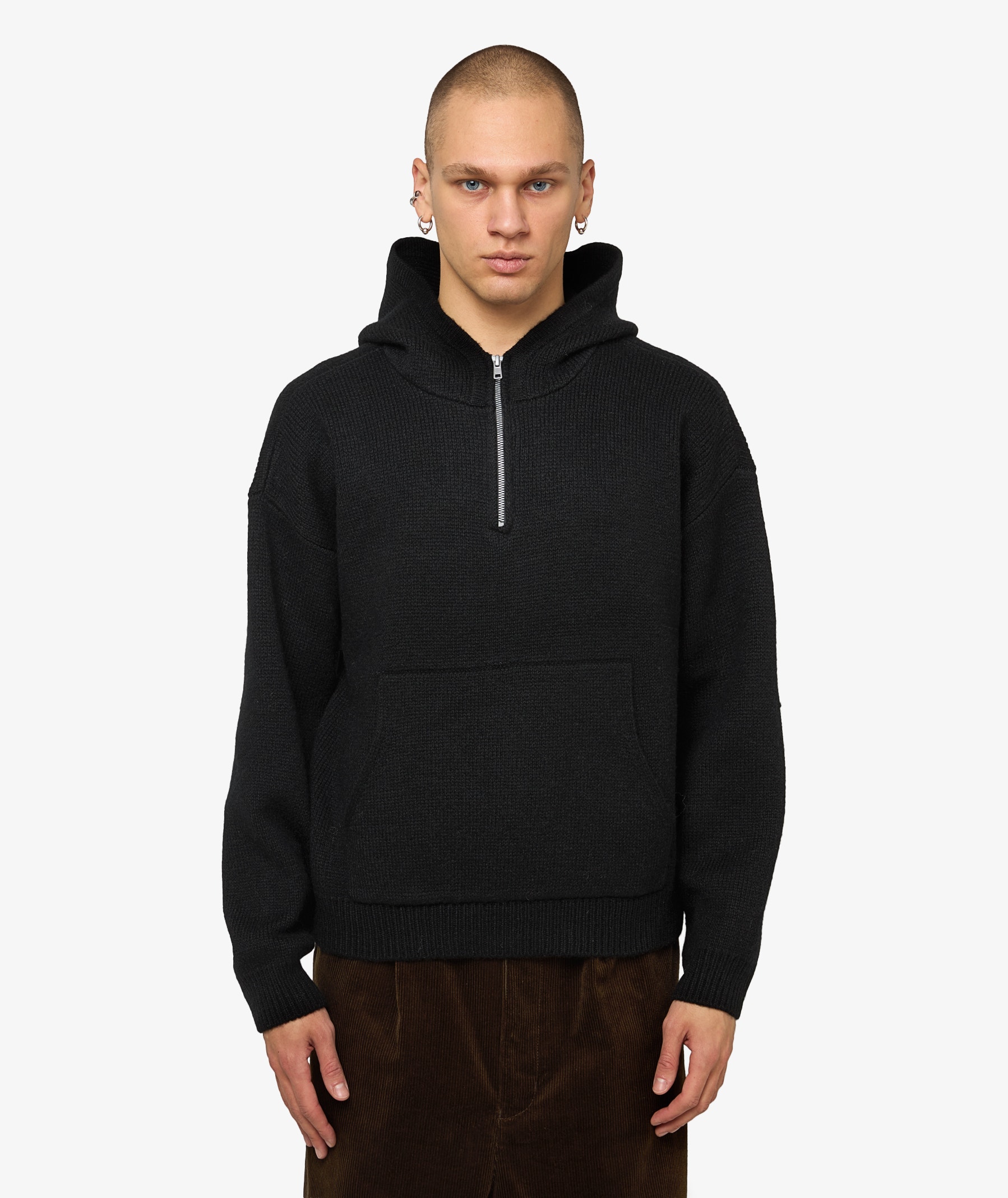 Stüssy Quarter Zip Knit Hoodie | 117278-BLAC | SVD USA