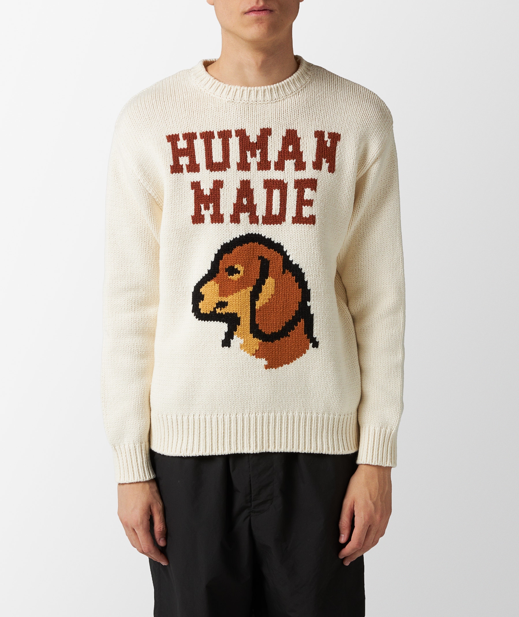 Beige HUMAN MADE Dachs Knit Sweater | SVD