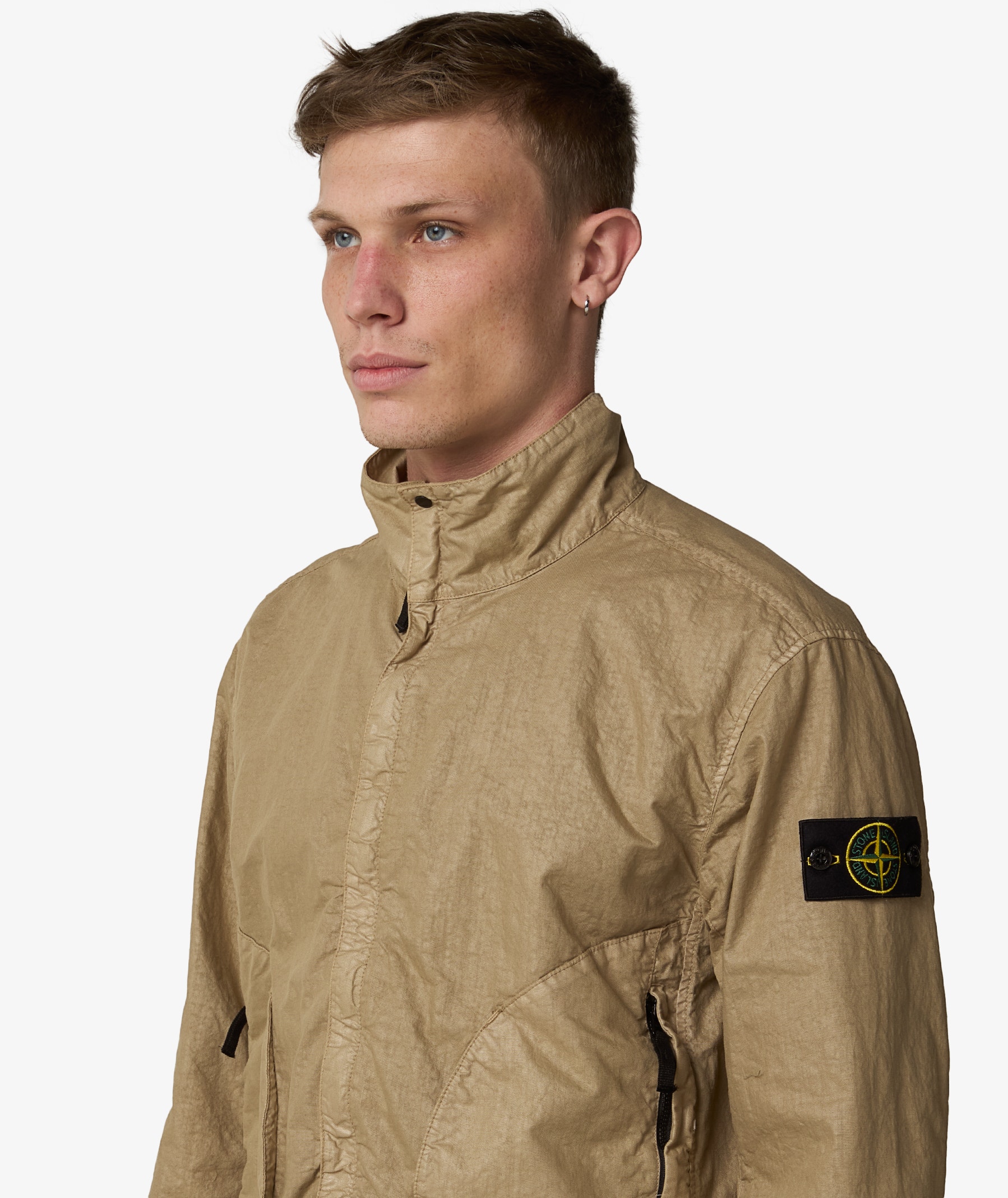 Stone Island High-Neck Nylon Jacket | Light Brown | SVD USA