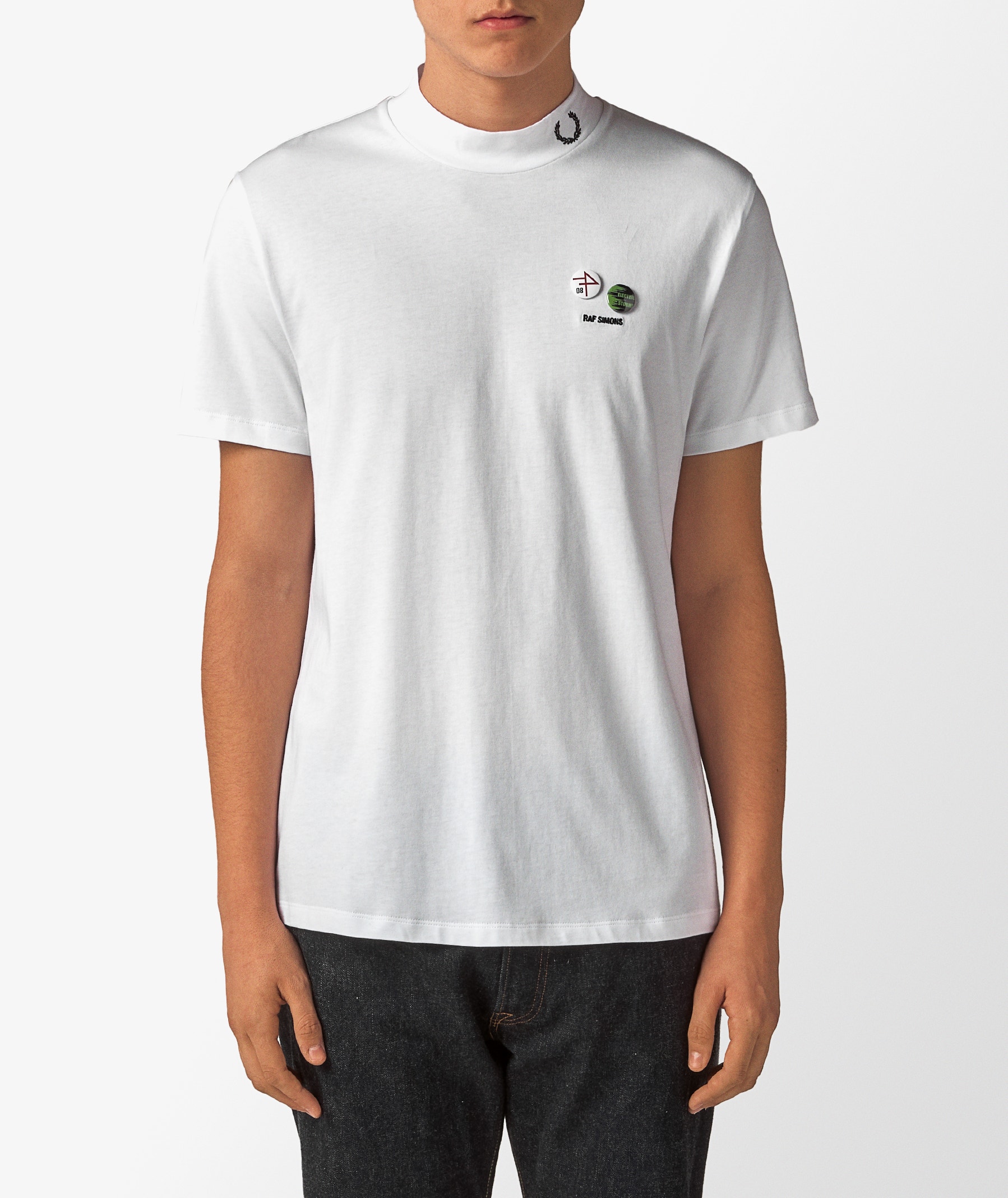 White Fred Perry High Neck T-Shirt x RAF SIMONS | SVD