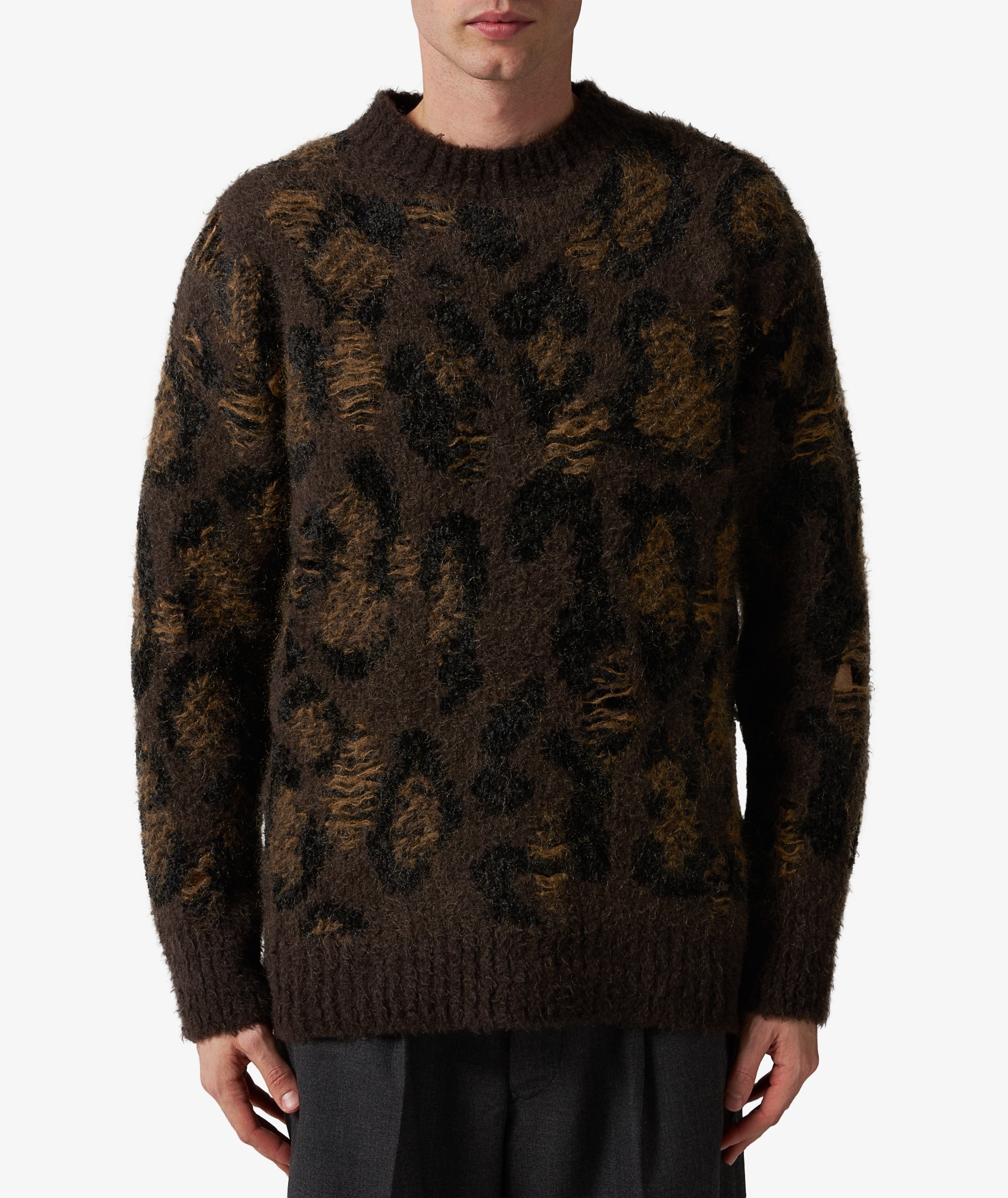 Junya Watanabe MAN Wool Interlock Knit Sweater in Dark Brown | SVD