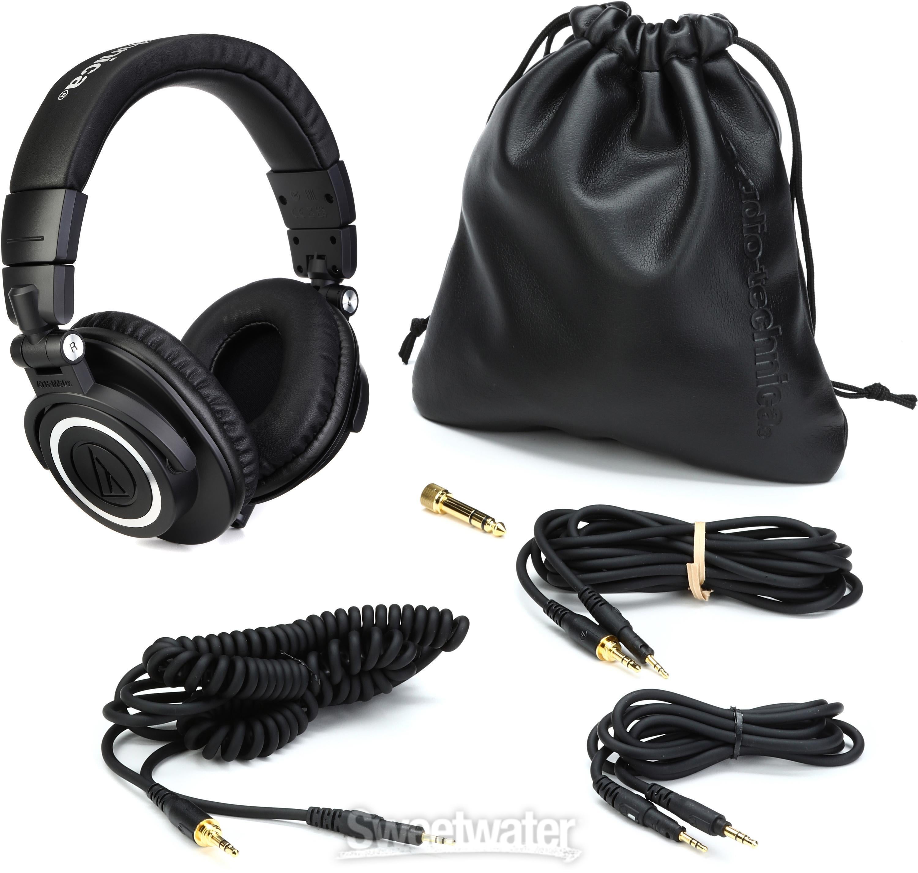 Audio-Technica ATH-M50x Studio Monitoring Headphones - Black on