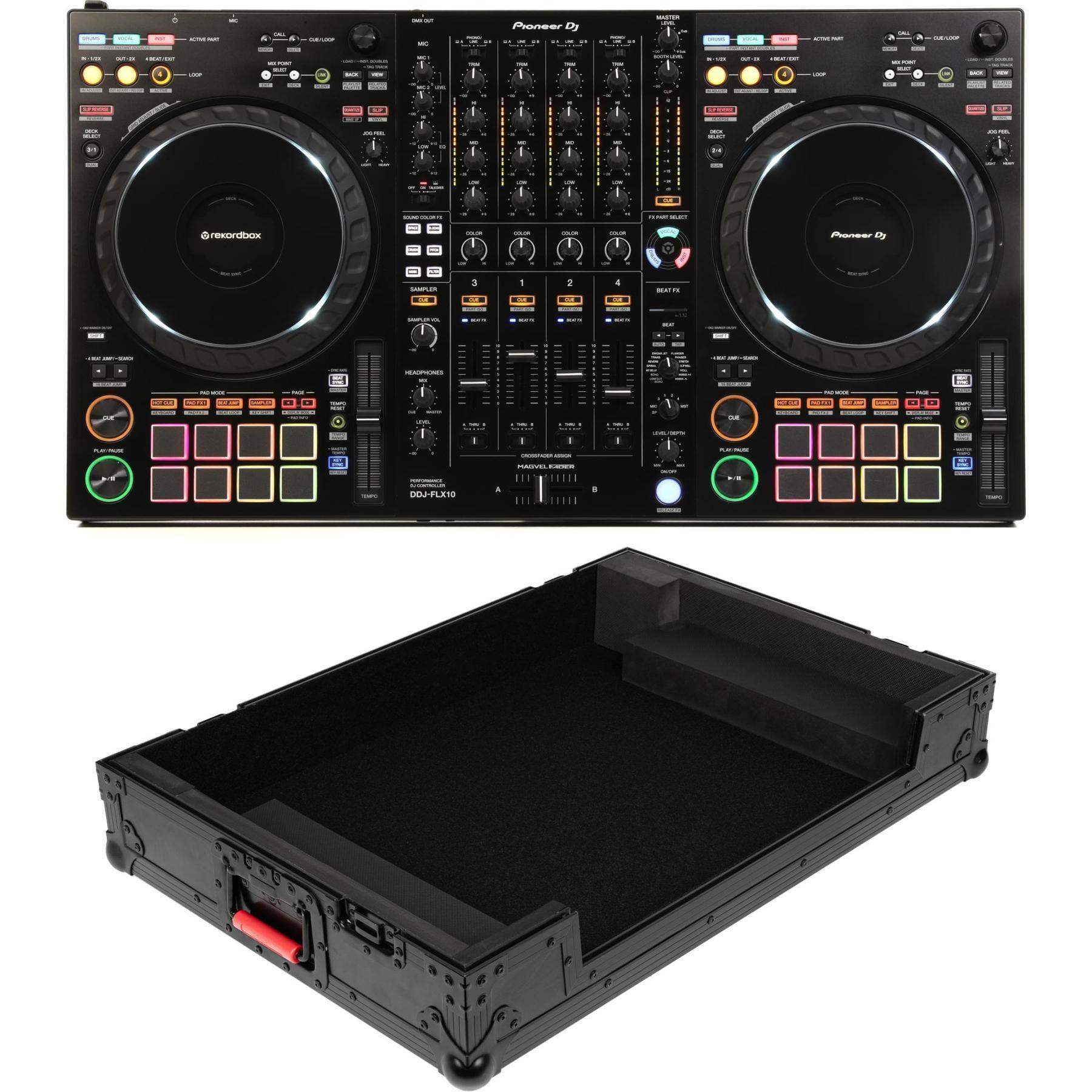 Pioneer DJ DDJ-FLX10 4-deck DJ Controller with Onyx Flight Case