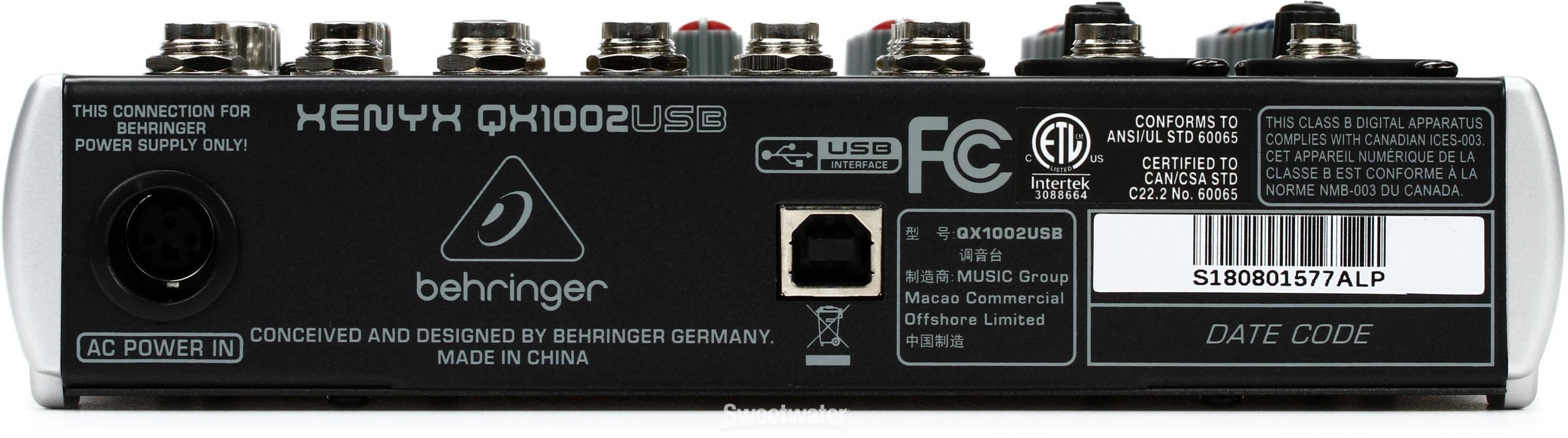 Behringer Xenyx QX1002USB Mixer with USB and Effects | Sweetwater