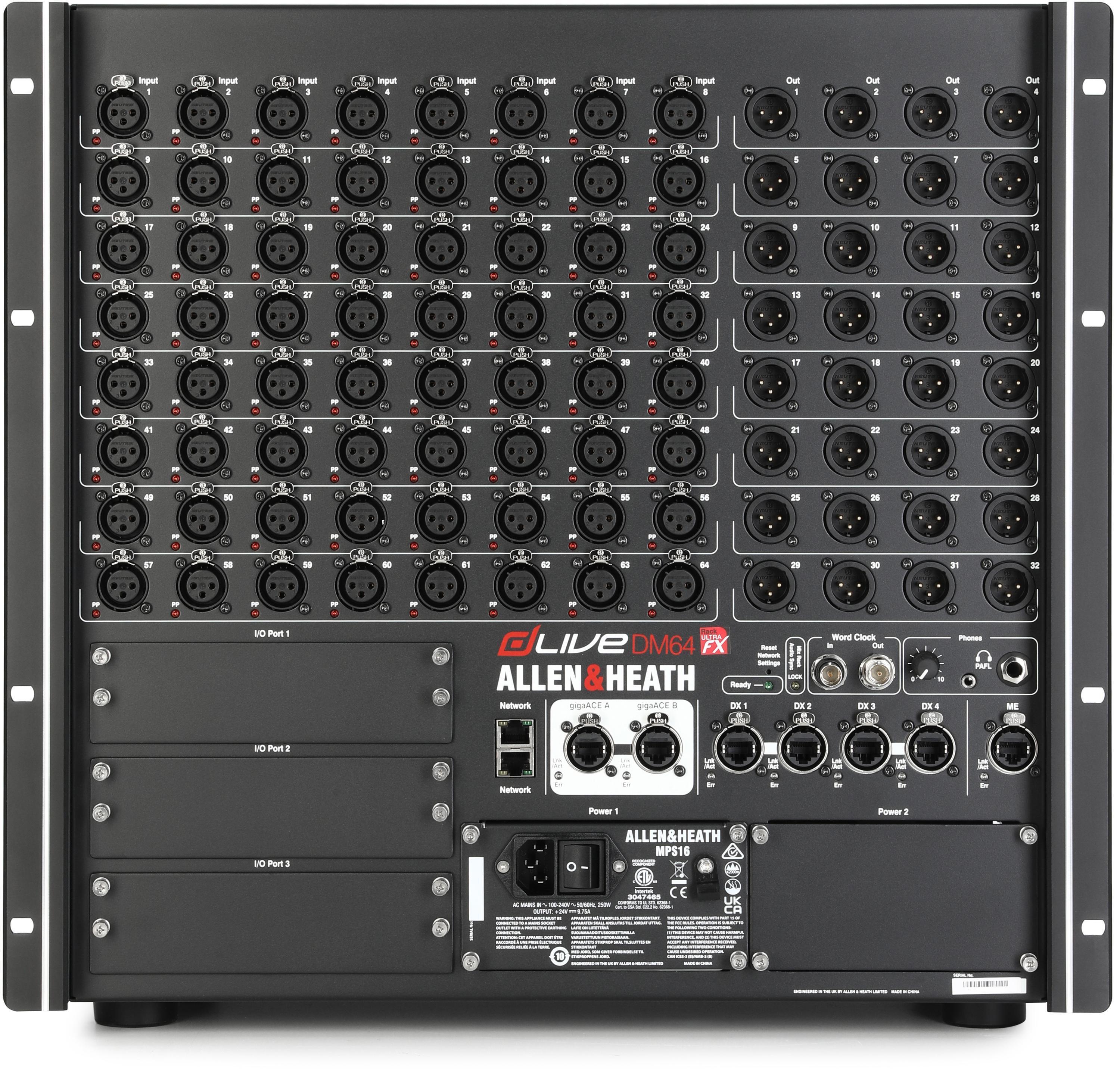 Allen & Heath dLive DM64 UFX MixRack 64-input Digital Stage Box