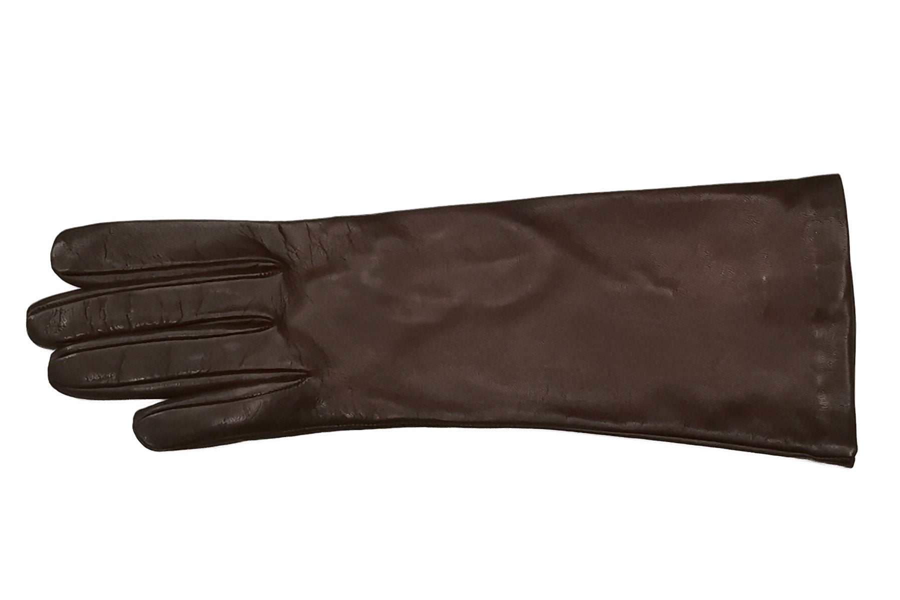 レディース ロング手袋◇ナパレザー◇ブラウン/MINK《シルク》 – Merola