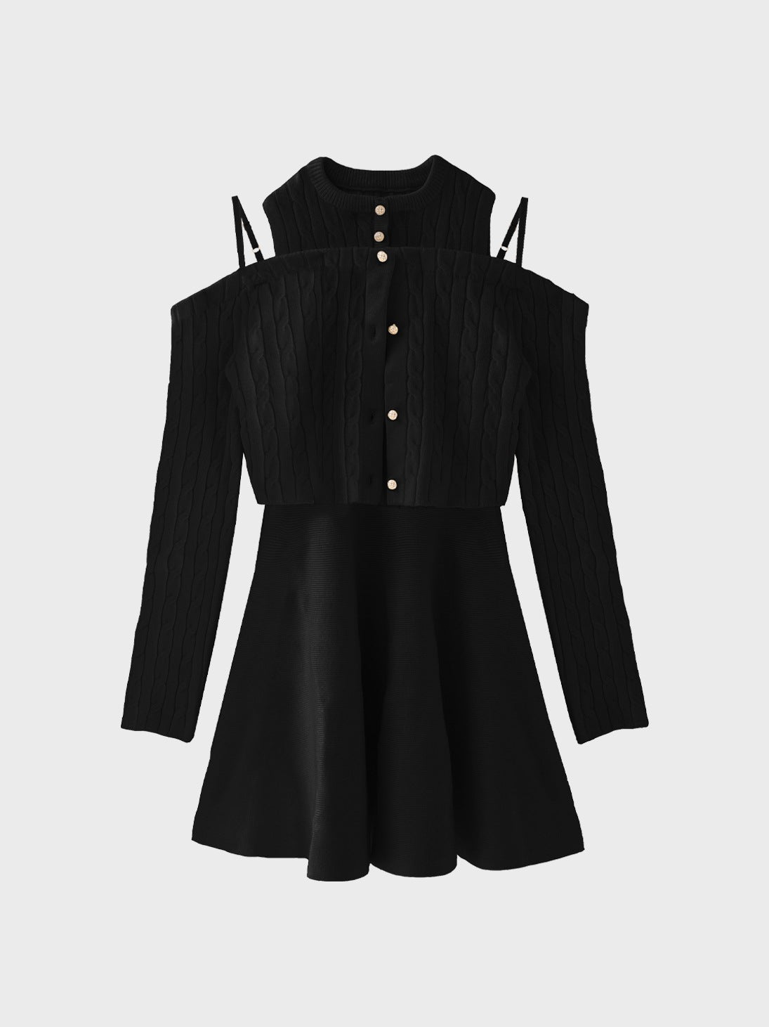 Cable knit layered onepiece(eme10802) – M me eme