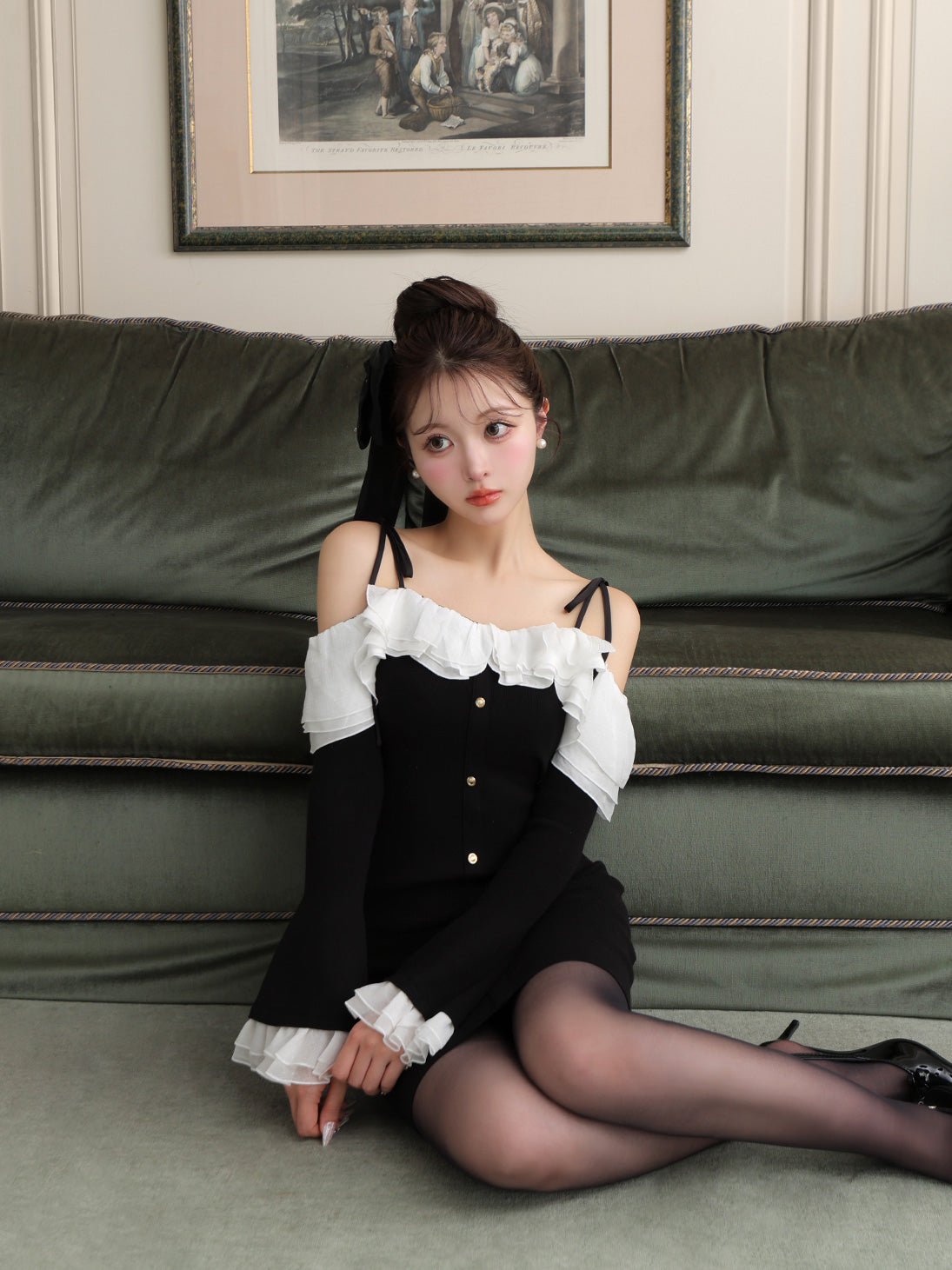 エムミーエメ Mmeeme Ribbon bijou mini onepiece ワンピース M me eme