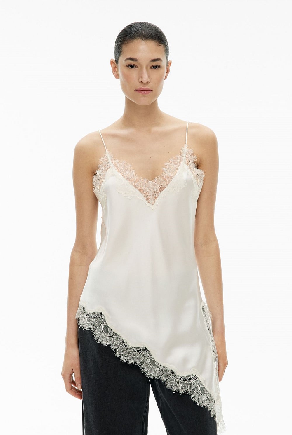 Chalk Asymmetrical Lace Camisole - Women's Camisoles | Witchery